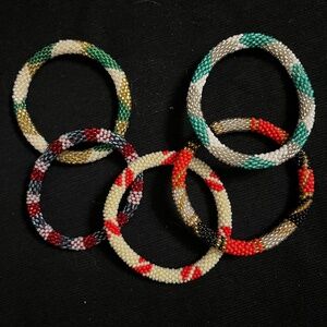 5 assorted bead bracelets